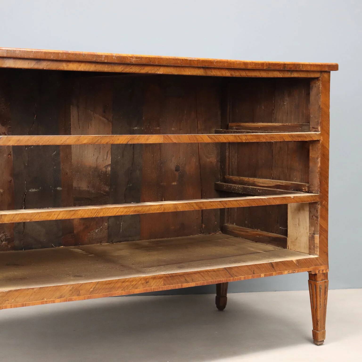 Antique neoclassical walnut commode from the 18th century.