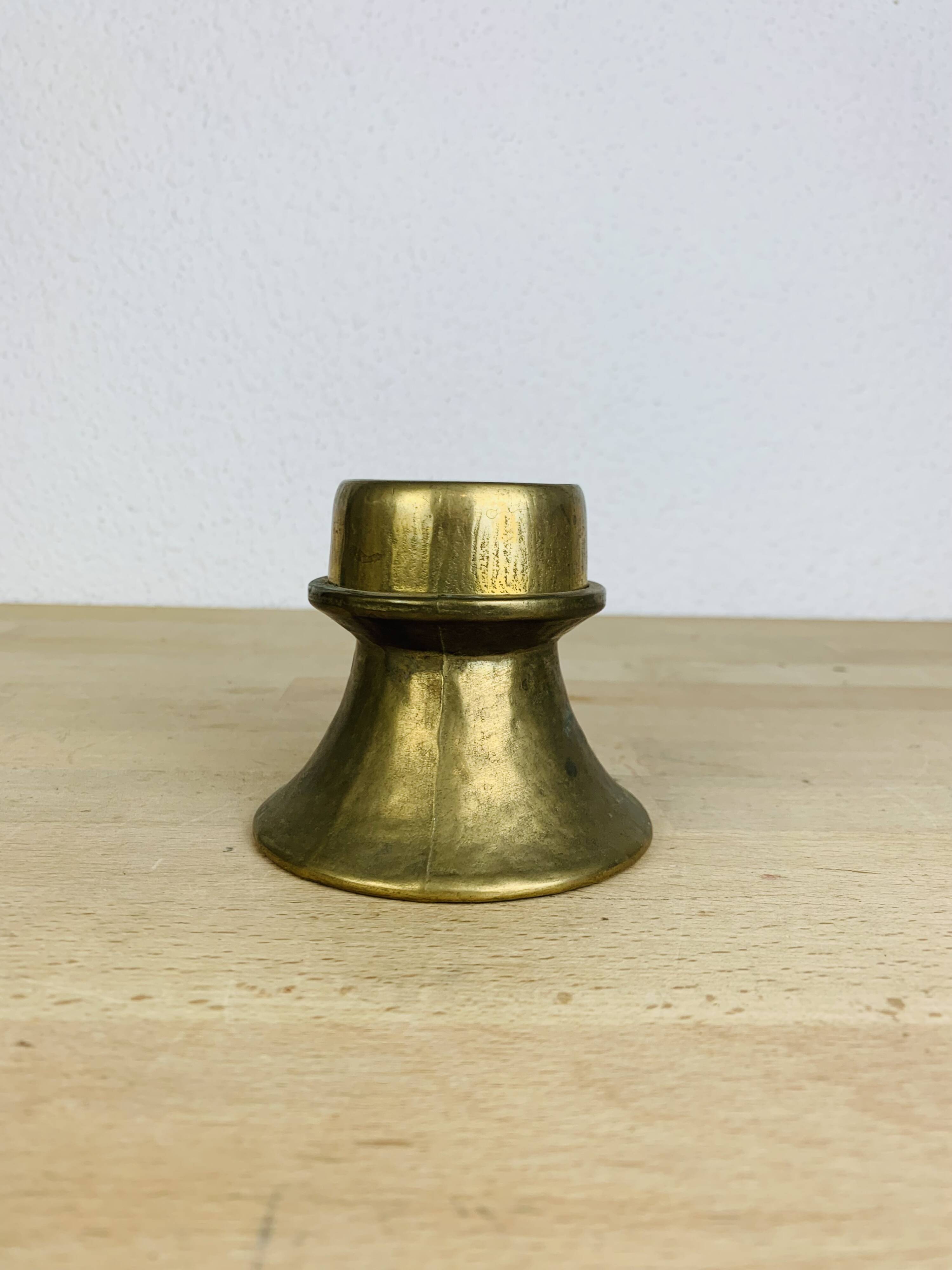 Scandinavian style gold-plated brass candle holder, vintage