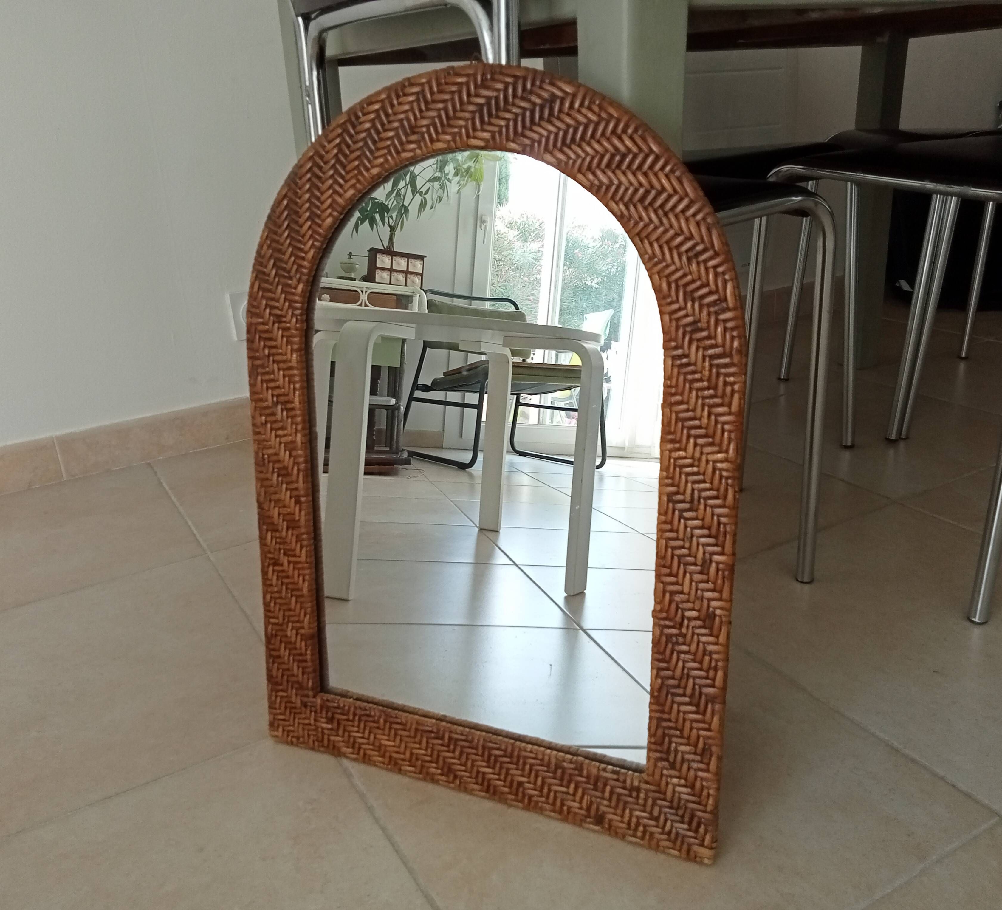 Vintage woven rattan mirror 60*43cm 60s/70s