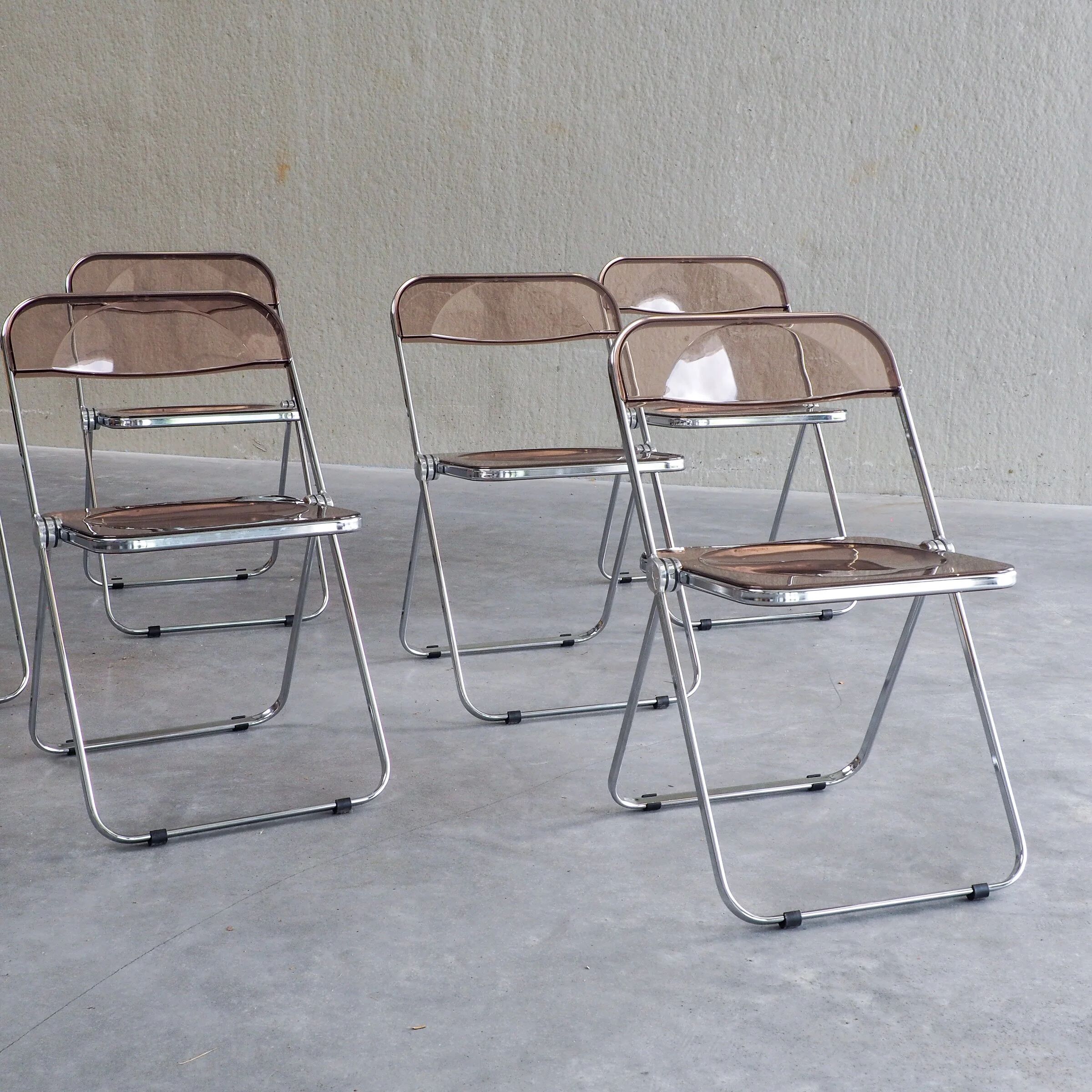 6 Plia folding chairs by Giancarlo Piretti for Anonima Castelli