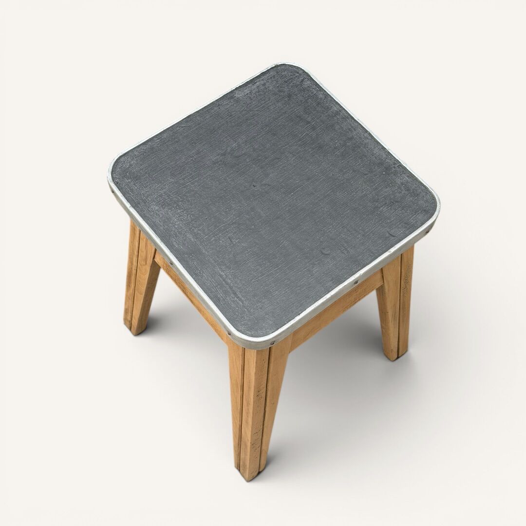 Raw wood storage stool 1950