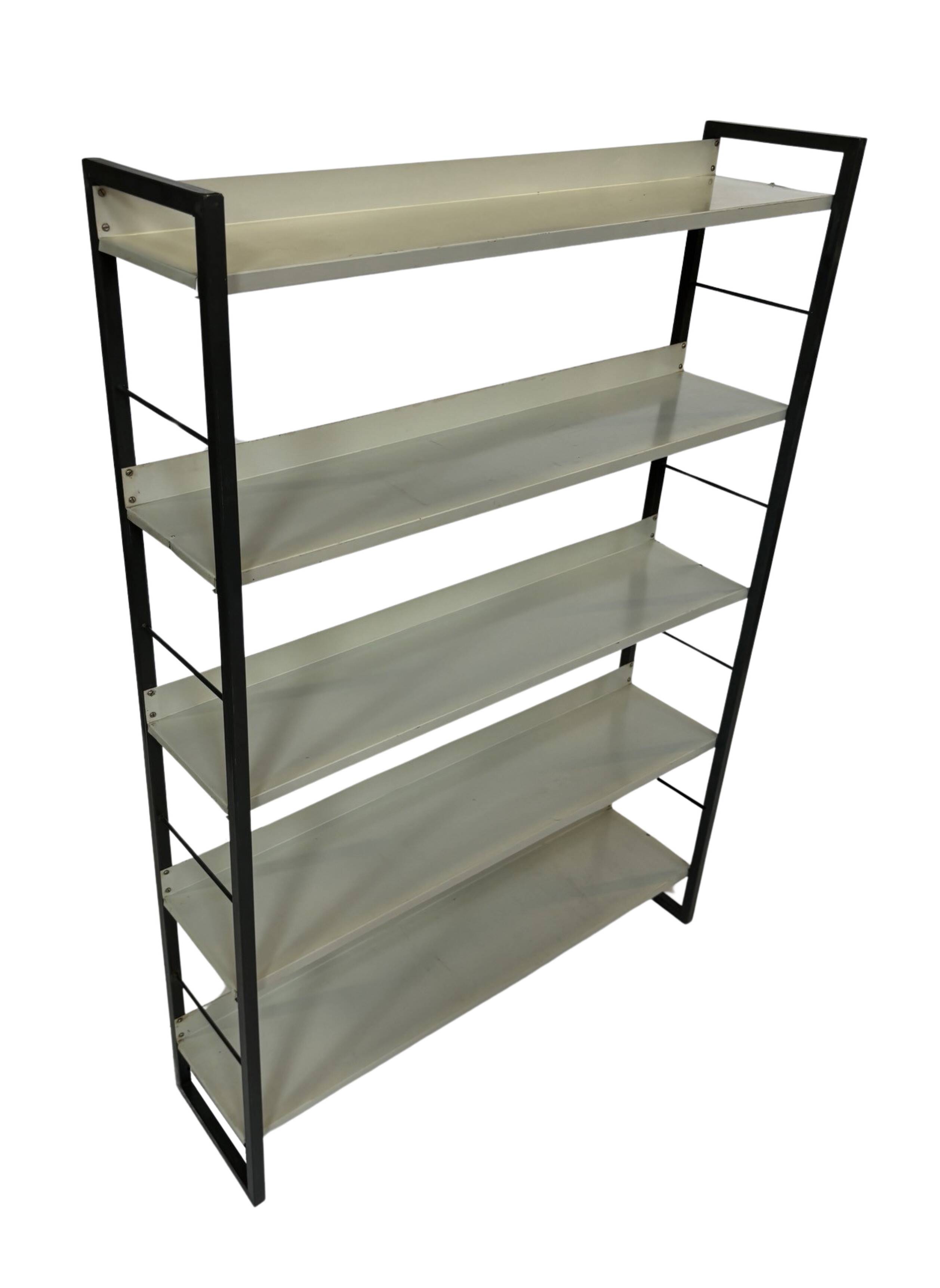 Free stanting Tomado shelving unit in metal and gray - 1960s Dutch Design