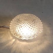 Ceiling light or wall light in moulded glass with diamond point - mid 20th century