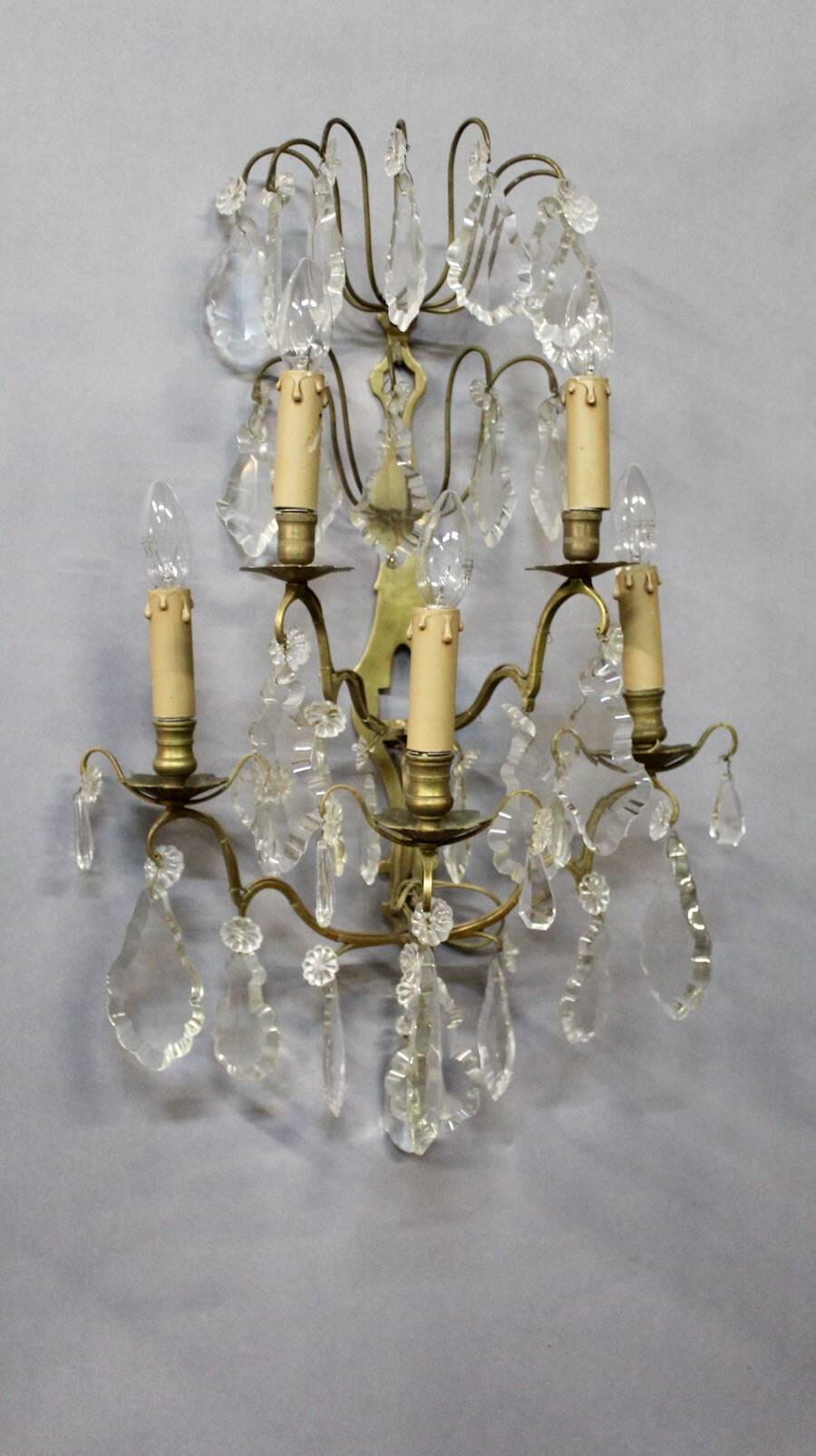 Large Bronze Wall Light with Pendants