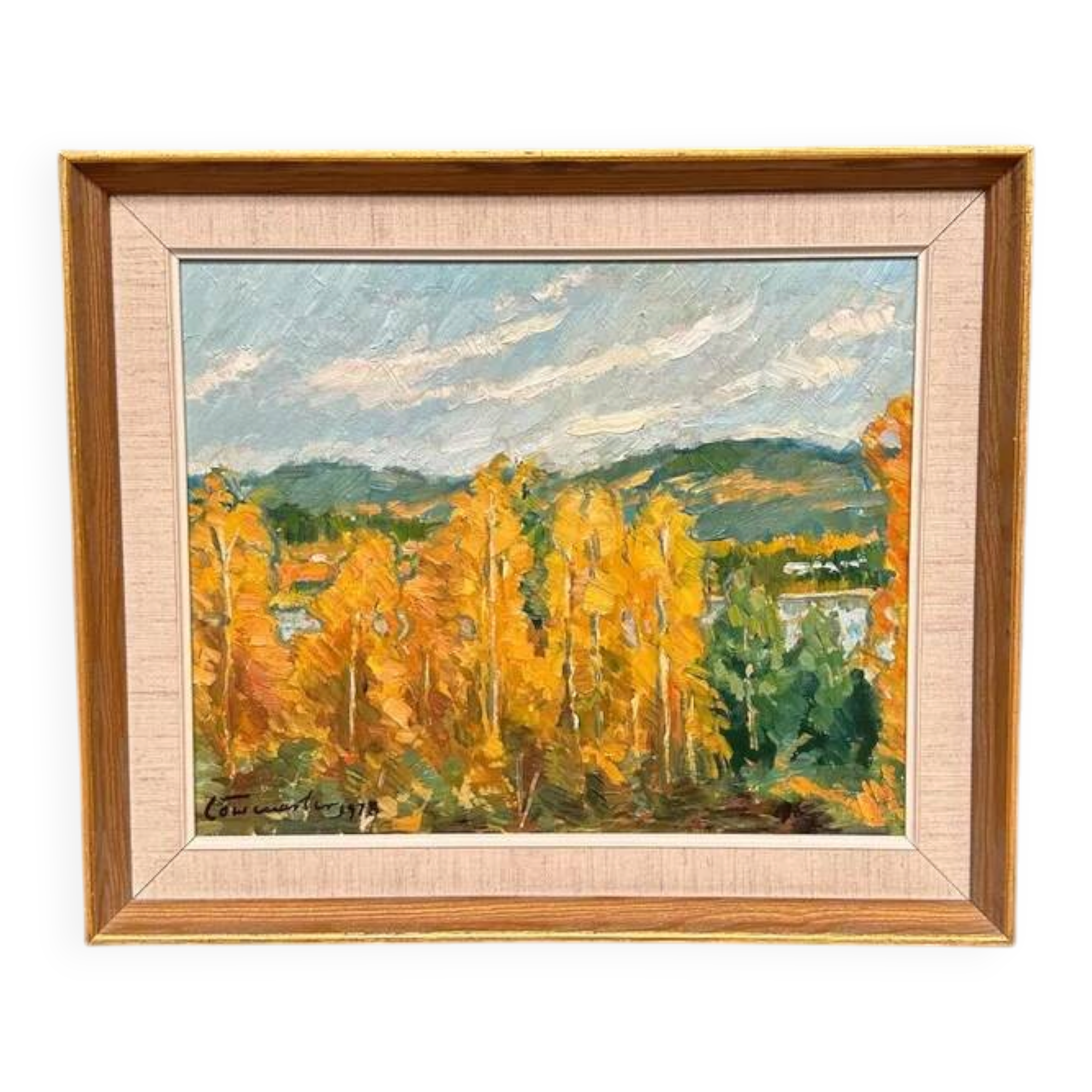 Original Swedish Oil on Panel – "Autumn Landscape" – Dated 1978 – Framed Period Piece – 50 × 42 cm (19.7" × 16.5")