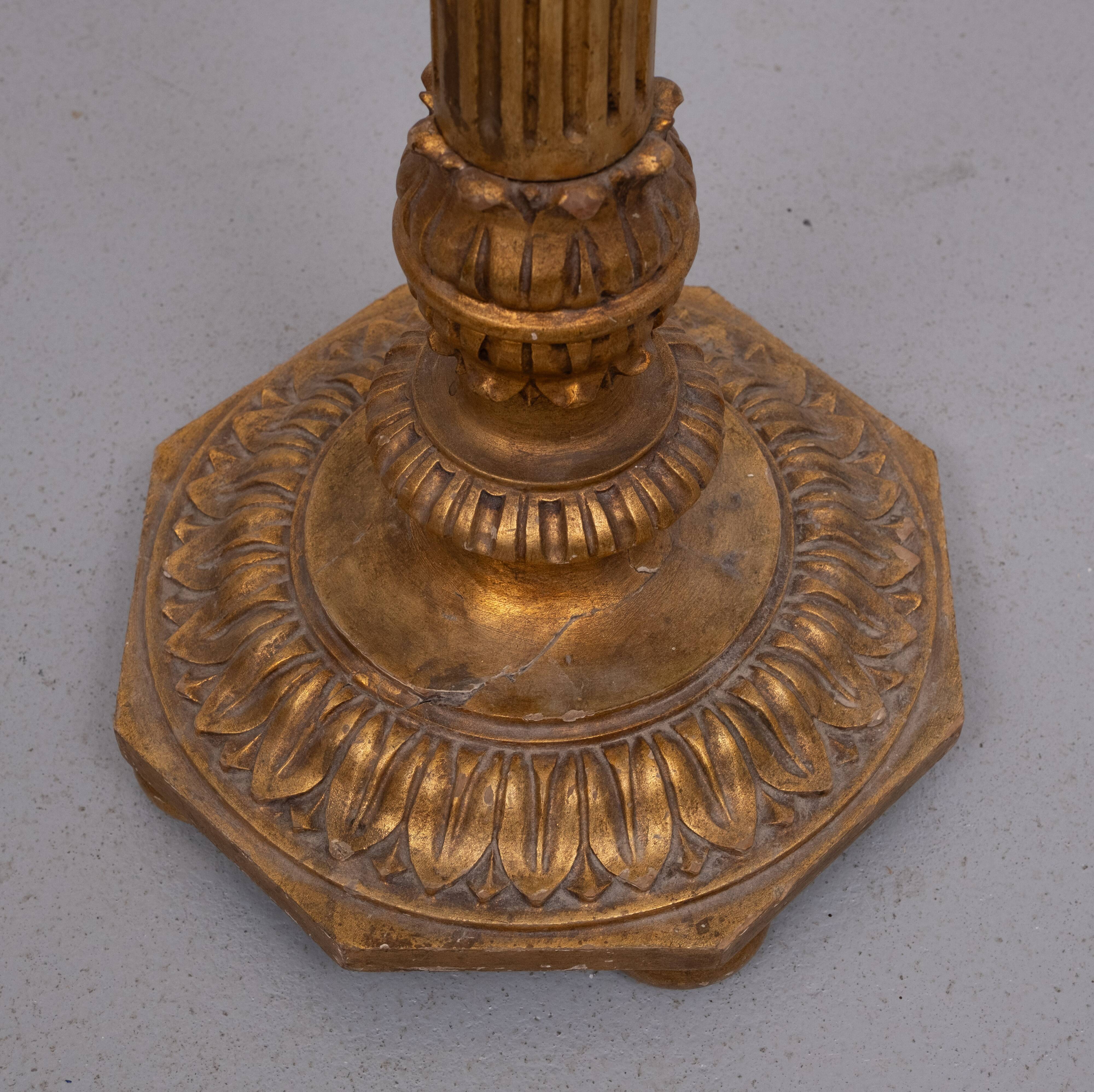 Rococo Italian Wooden Floor Lamp in Gold, 1950s