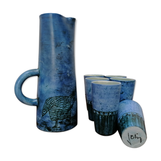 Pitcher and 6 cups by Jacques Blin