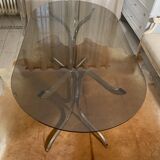 Vintage table in smoky glass chrome metal footing
