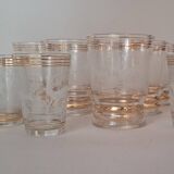 Service of 14 gold-plated and engraved glasses with a deer in the woods design from 1950