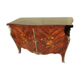 Dresser 2 doors Louis XV inlaid and painted