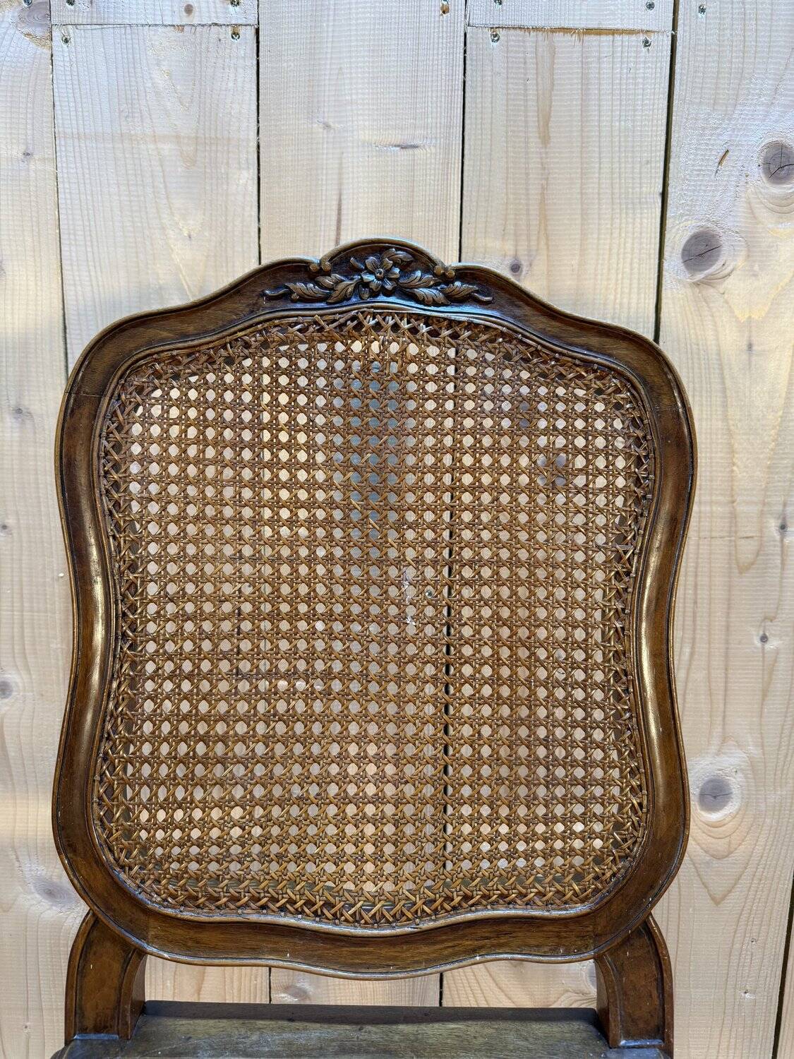 Set of 10 Louis XV style chairs in walnut and cane.