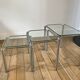 Trio of pull-out coffee tables in glass and chrome metal 70s