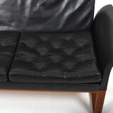 Danish Teak and Black Leather Sofa c.1960