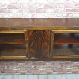 Renovated large walnut art deco hanging display cabinet, 1930s