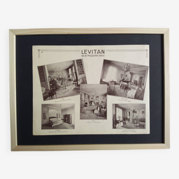 Planche publicitaire représentant un panel de mobilier 1940's " Salons, Chambre,... "