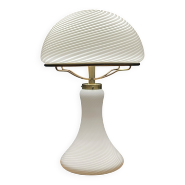 Large classic swirling Murano glass mushroom table lamp, Italy, 1970s