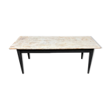 Black farmhouse table and white patinated top