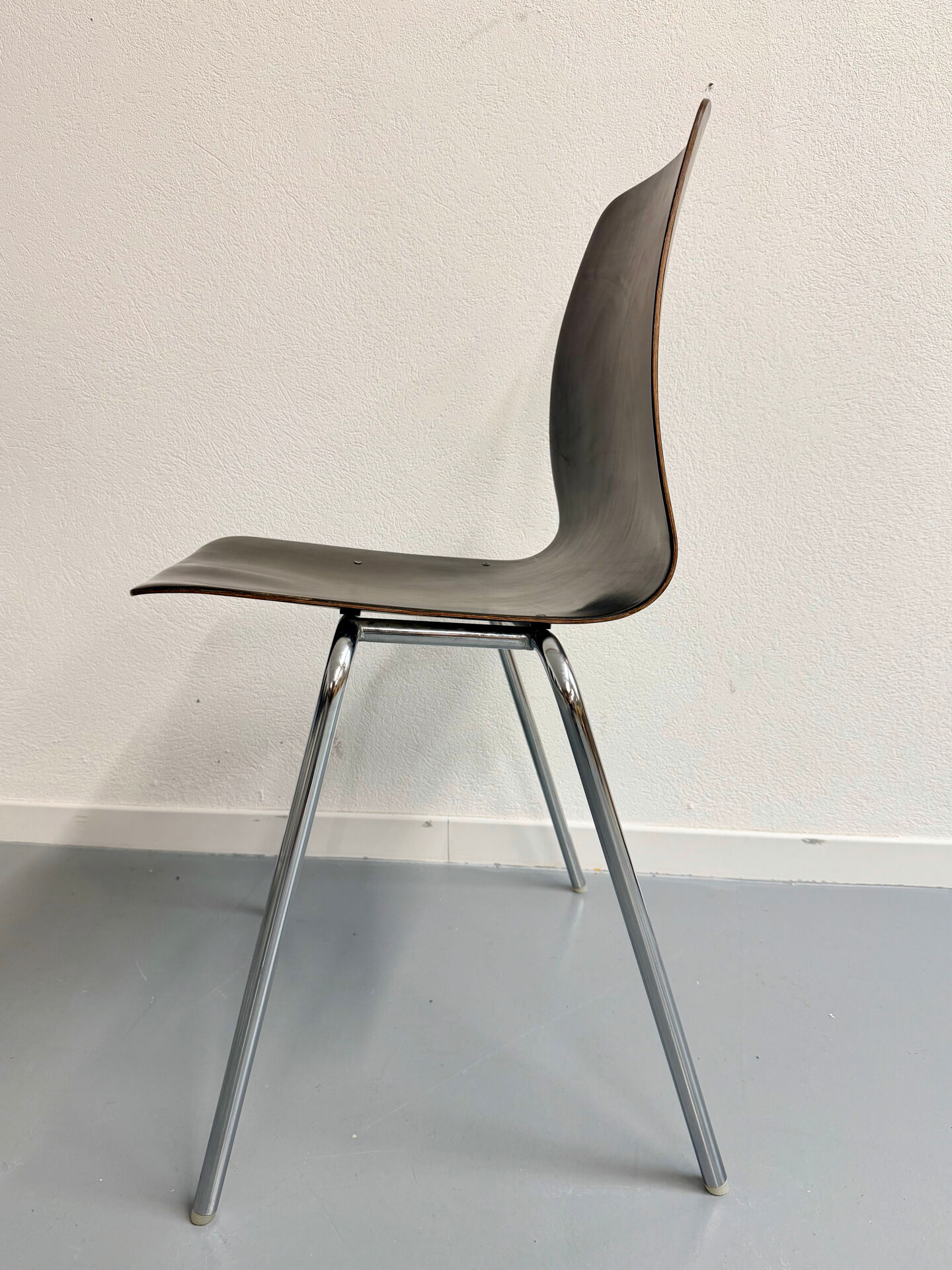 Set of 6 wooden and chrome chairs, Pagholz design from the 80s, vintage Pagwood.