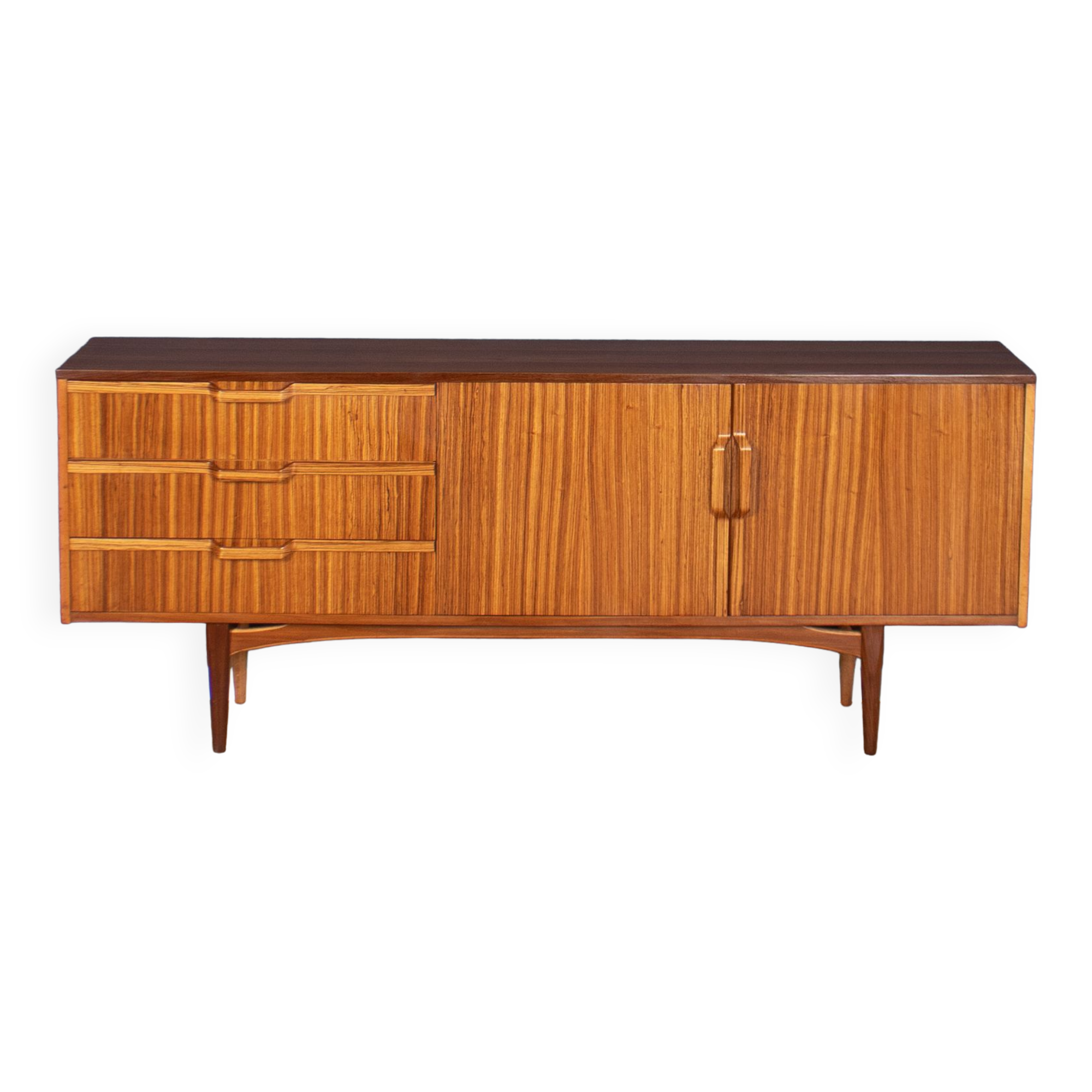 Retro teak zebrano 1960s long elliots of newbury eon mid century sideboard