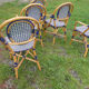 Lot de 5 fauteuils bistrot de terrasse type "parisienne" blanc et bleu