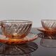 5 Rosaline Arcoroc twisted pink glass cups and saucers