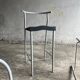 Philippe Starck vintage high bar stool — black plastic seat, silver metal frame