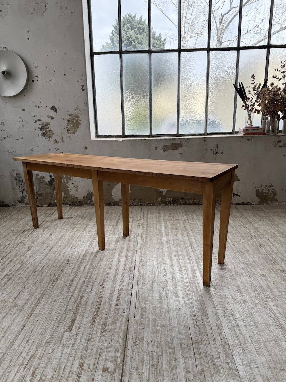 Oak and pine farmhouse console table