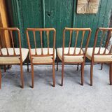 Series of 4 directory chairs in marquetry and cherry wood
