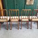 Serie de 4 chaises directoire en marqueterie et merisier