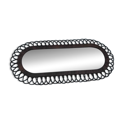 Miroir ovale en rotin