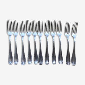 11 silver metal forks
