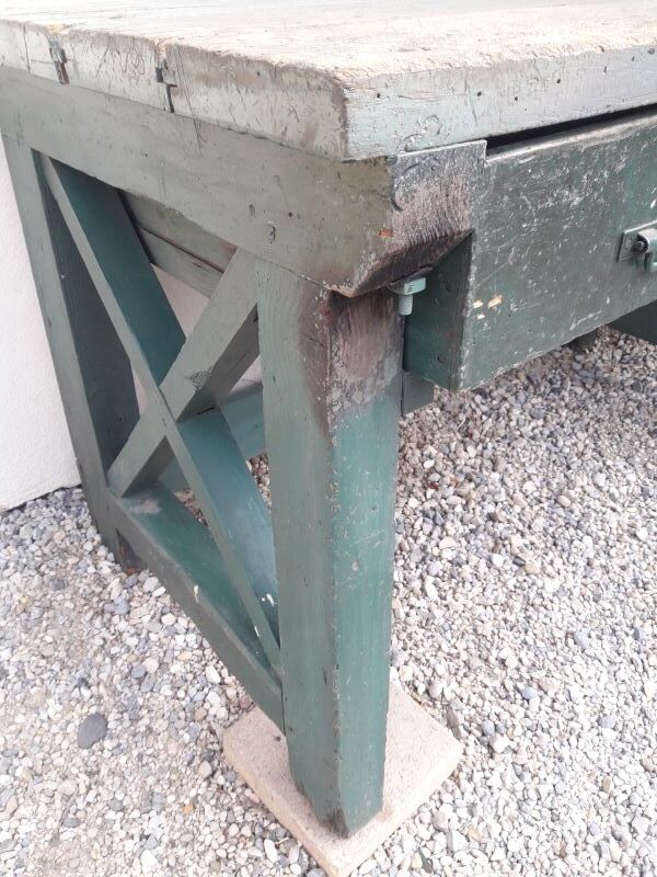 Établi industriel d'atelier 4m ancien