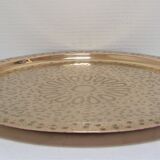 Solid brass tray signed oriental vintage