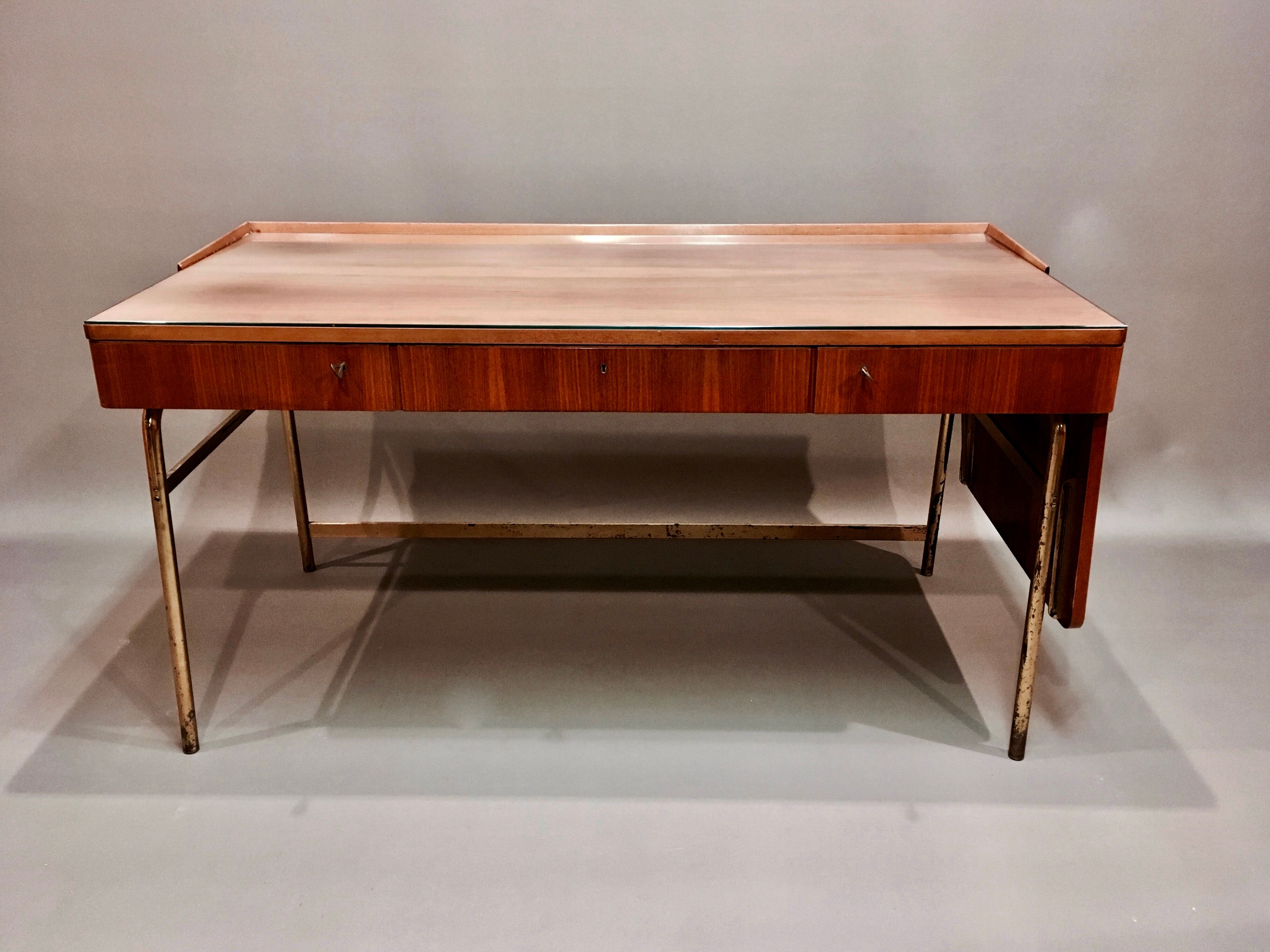 Modular desk rosewood and brass  1950