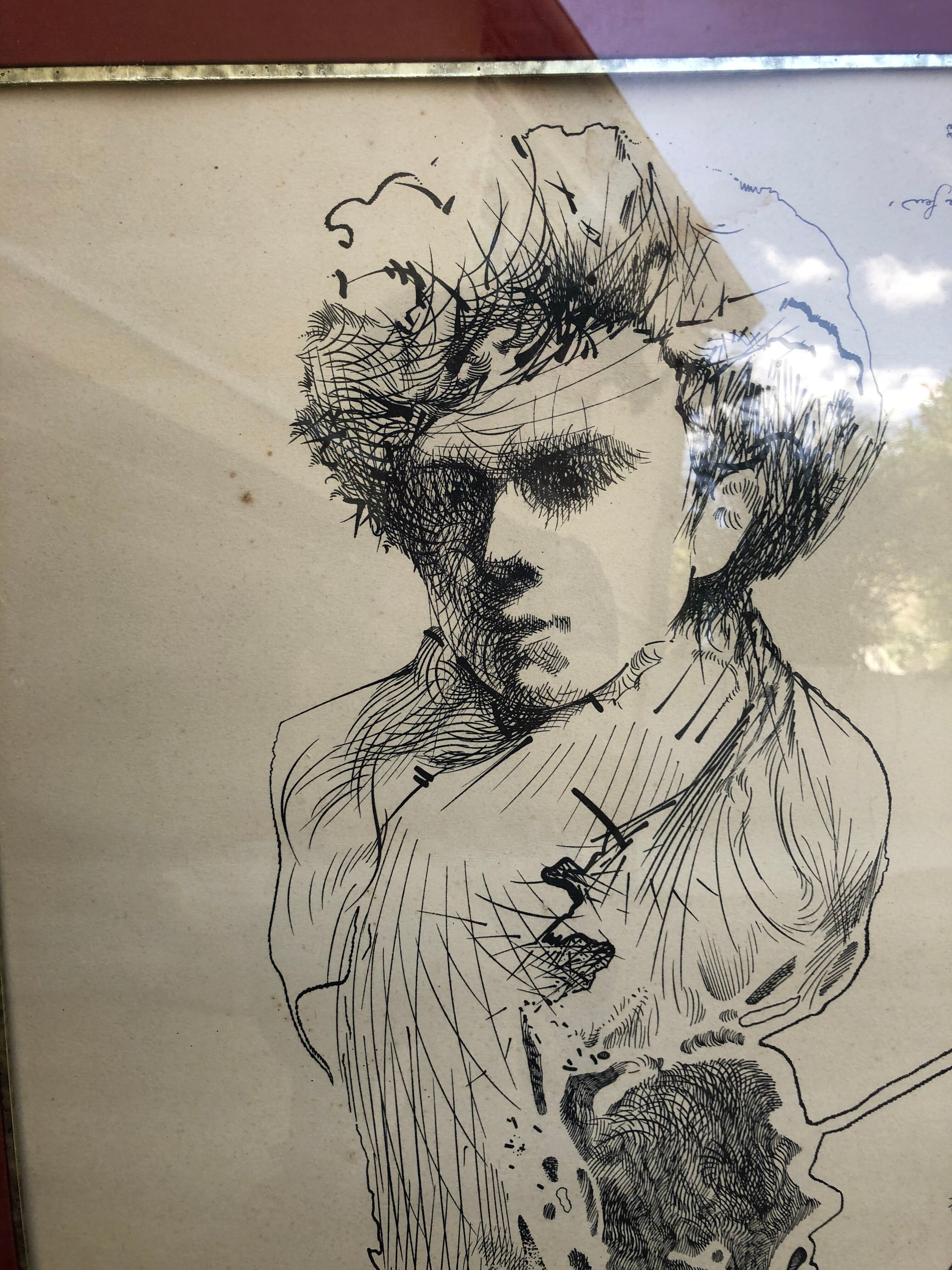 Lithograph Moretti Rimbaud / Verlaine