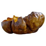 Swedish popular art Very large bowl in dark and curly birch, 1960s