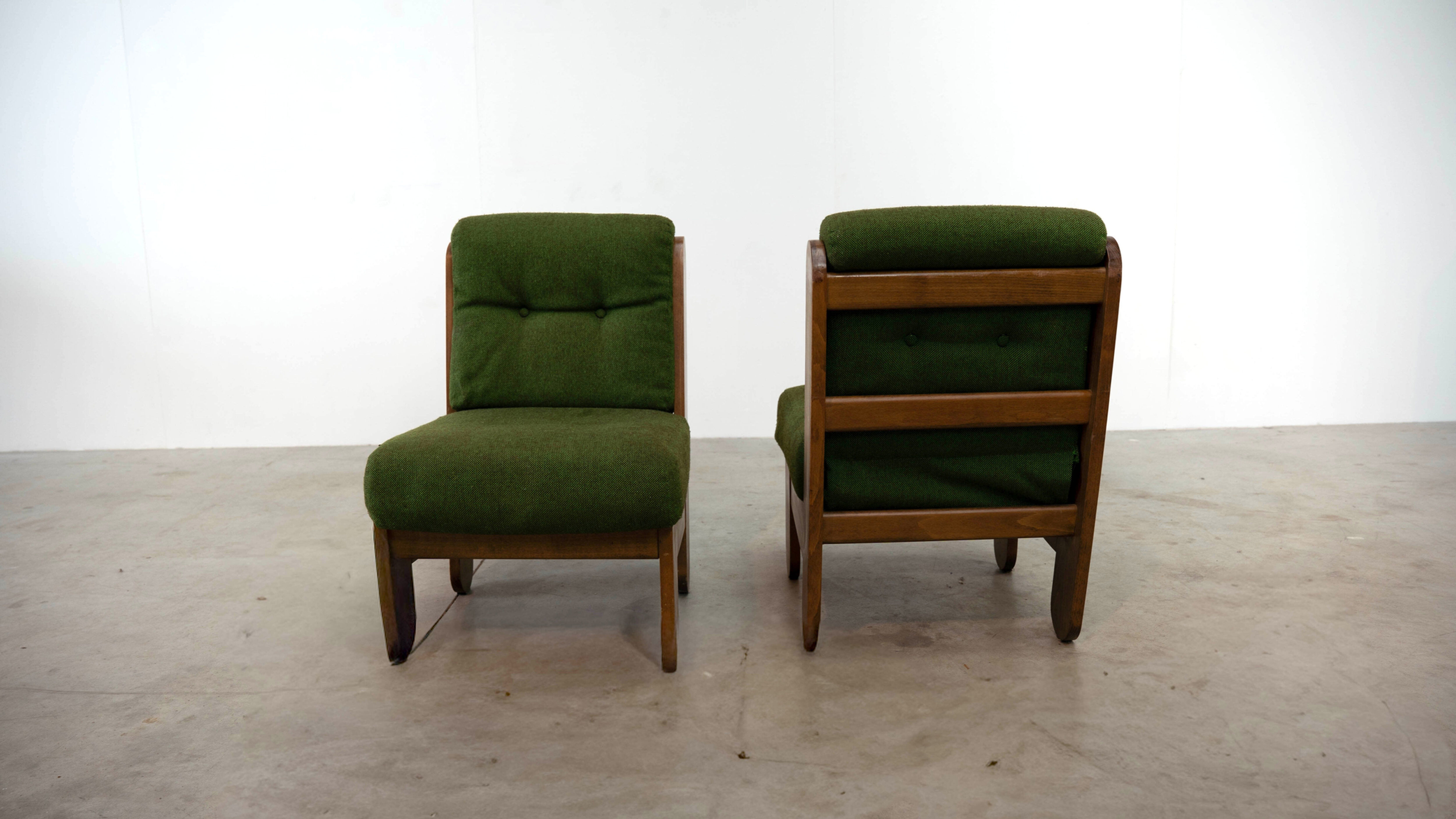 Ensemble de 2 fauteuils lounge verts français