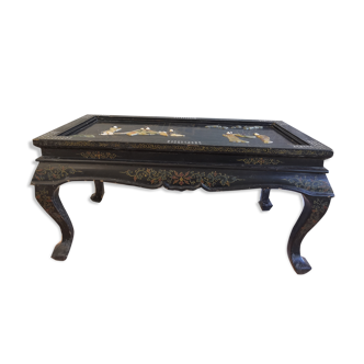 Old rectangular asian retractable coffee table