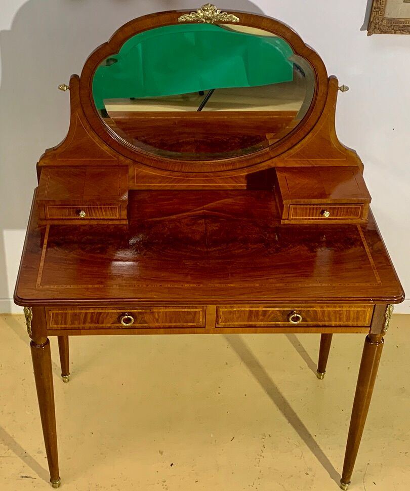 Louis XVI style dressing table in rosewood marquetry