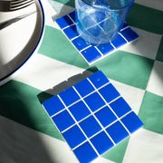 Glass Coasters - Glass Enamels - Mosaic - Handmade - Blue - Set of 6