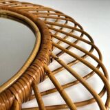 Rattan and Bamboo Mirror attributed to Franco Albini, 1970s