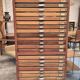 Wooden printing cabinet 36 drawers with typographic letters