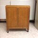 Old curtain oak wheeled box 1950