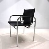 Strässle HE leather lounge chair by Hans Eichenberger