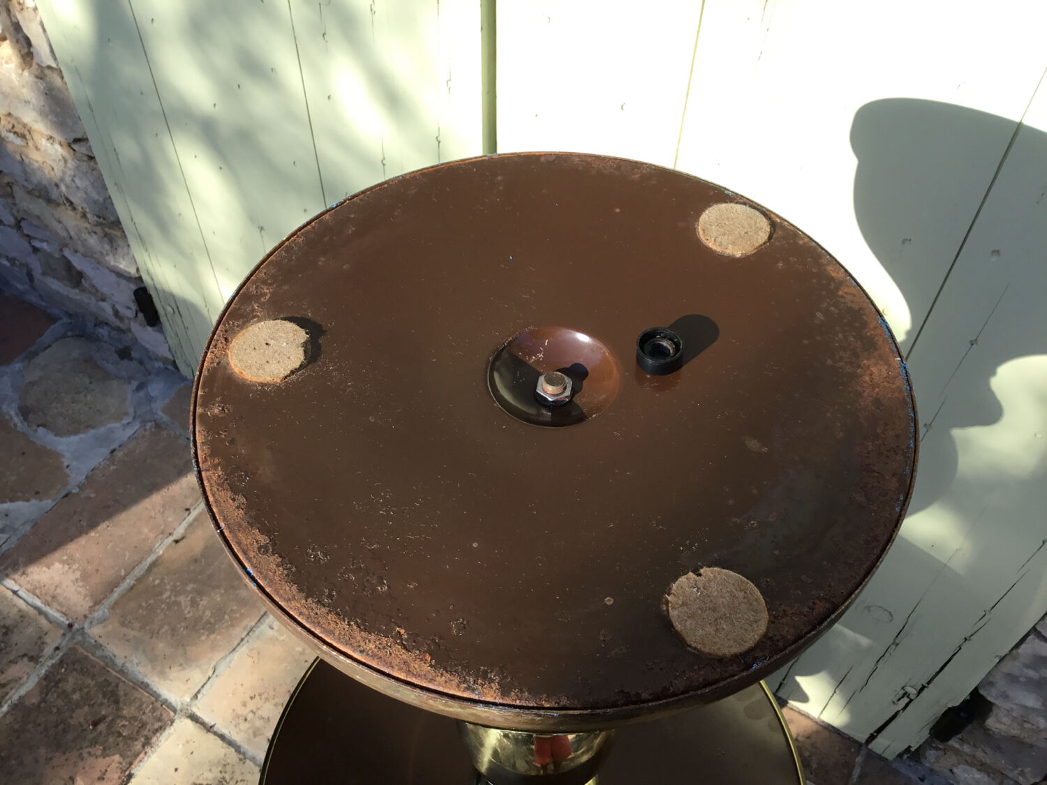 Pair of coffee tables gilded metal smoked glass top