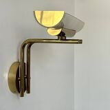 Vintage wall lamp, brass and sandblasted glass, France, 1970