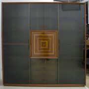 Rare meuble de bar italien marqueté "Paganini", signé Luciano Frigerio, années 1975