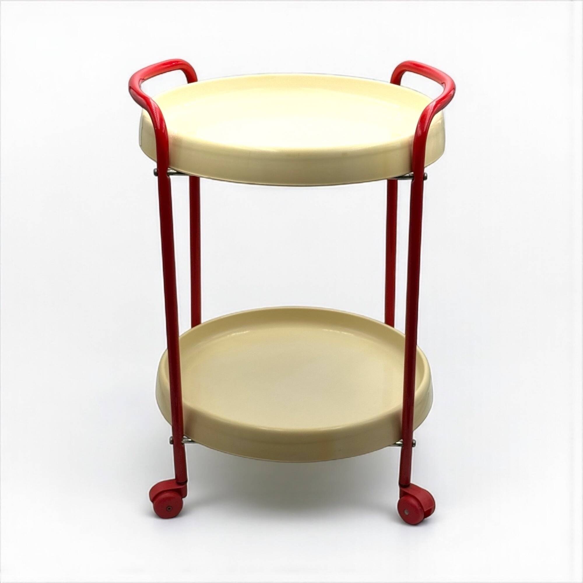 Vintage 1960s Red and Beige Bar Cart