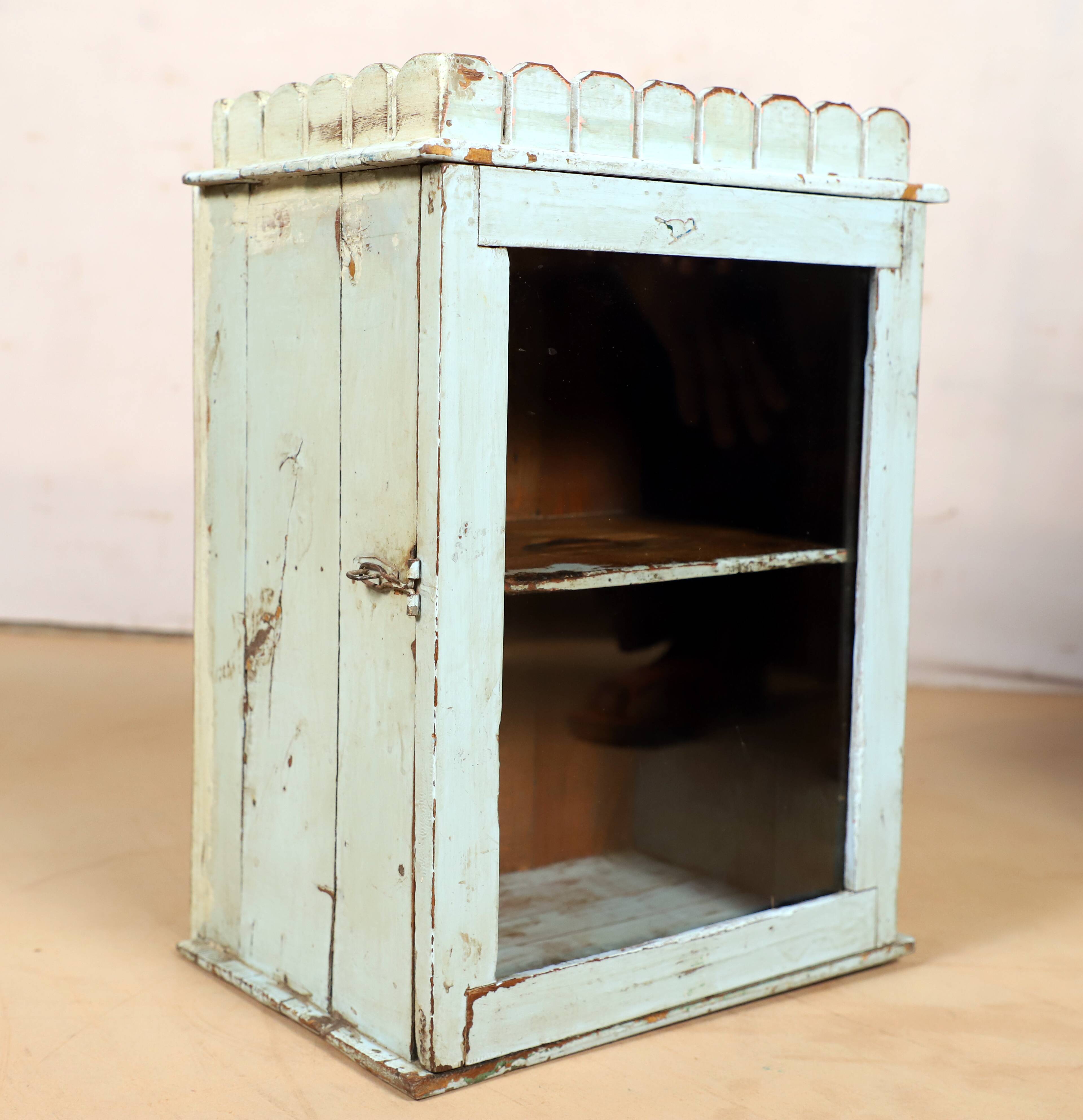 Wall display case - old art deco clock box in burmese teak