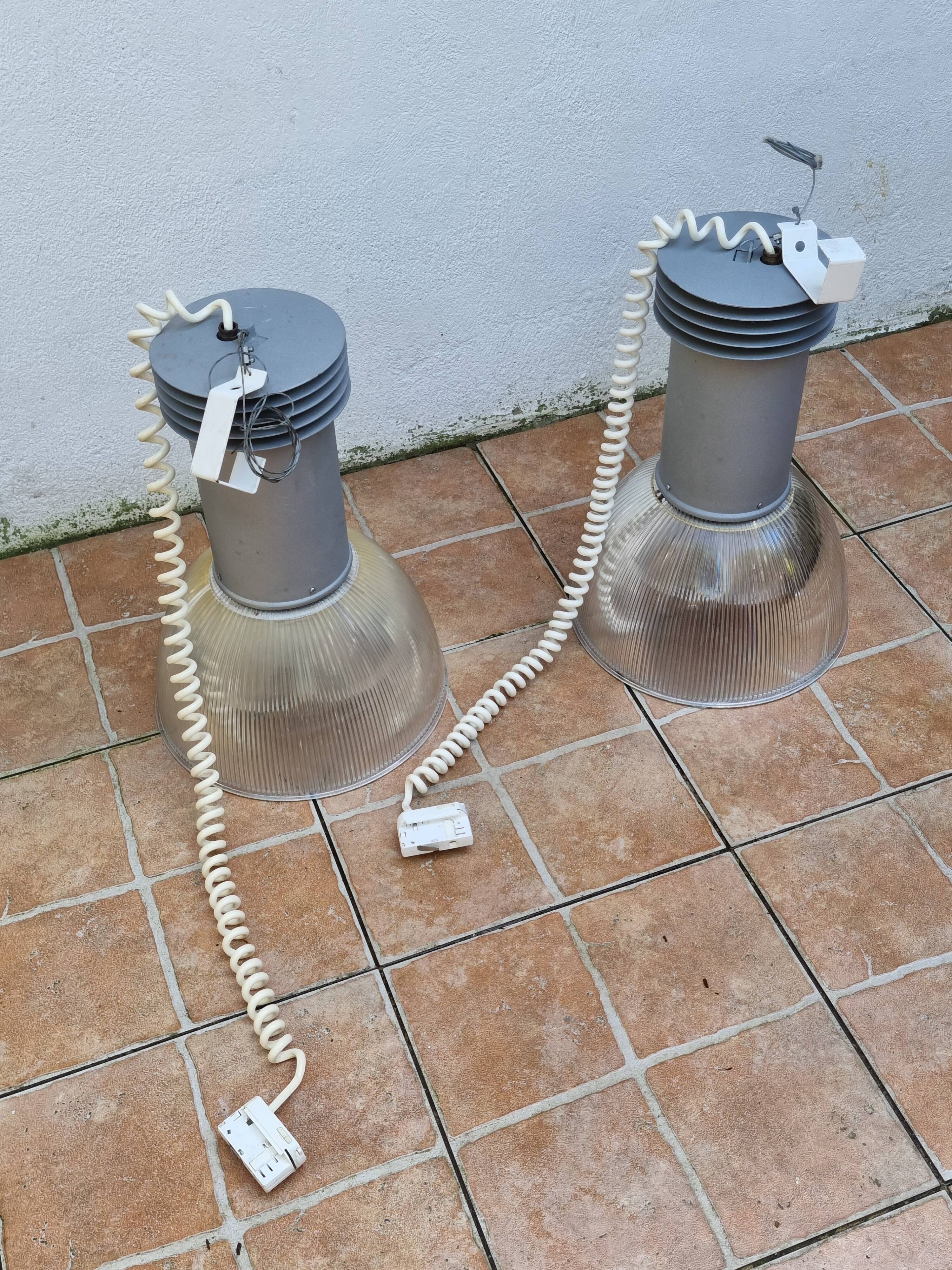 Pair of vintage industrial style pendant lights